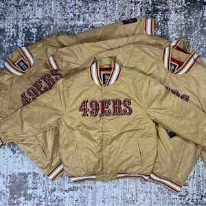 NFL Team Apparel San Francisco 49ers Gold Satin Jacket Men’s LARGE